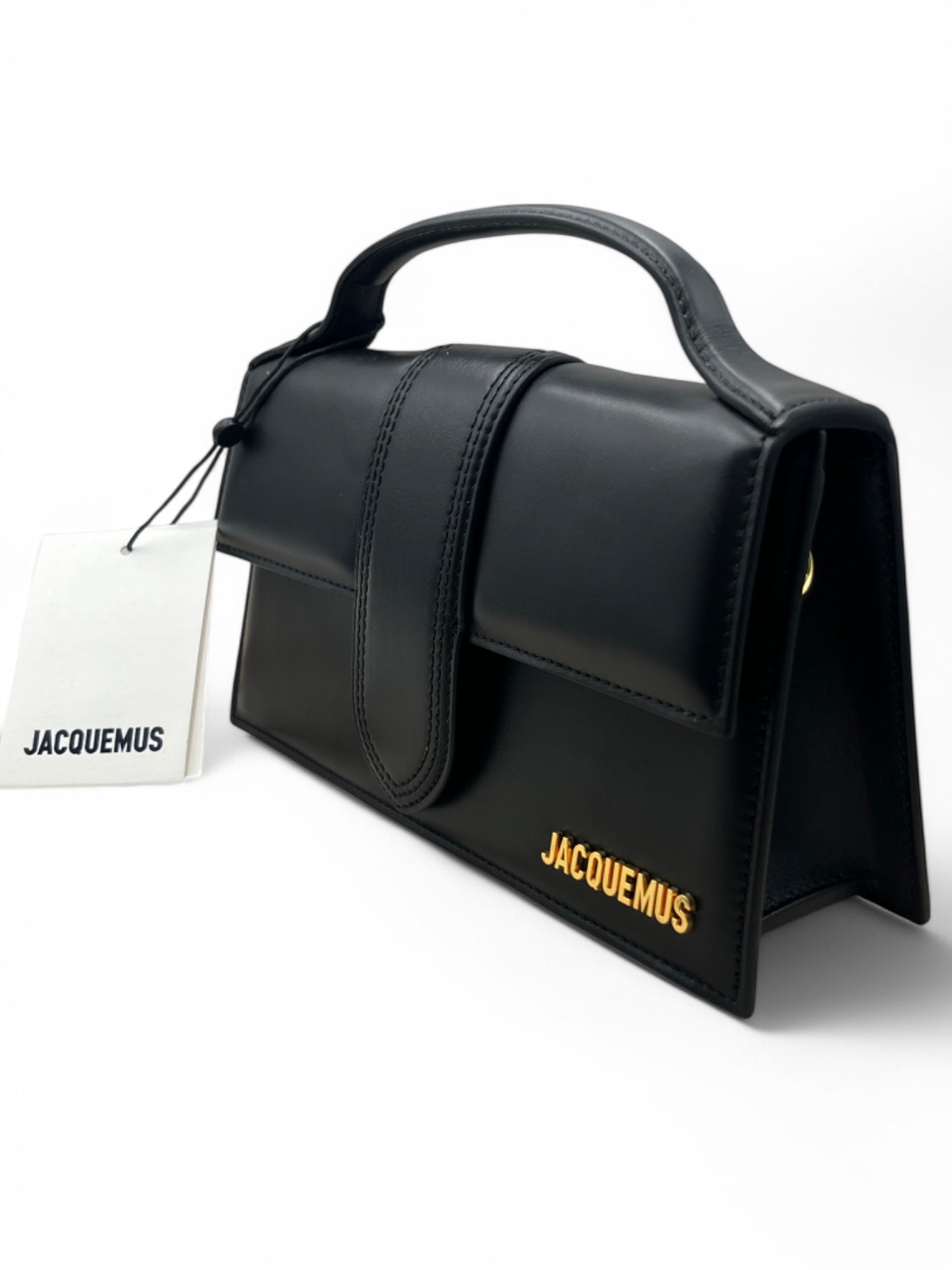 Jacquemus Le Grand Bambino Handtasche mit schwarzen und goldenen Ledereinsätzen